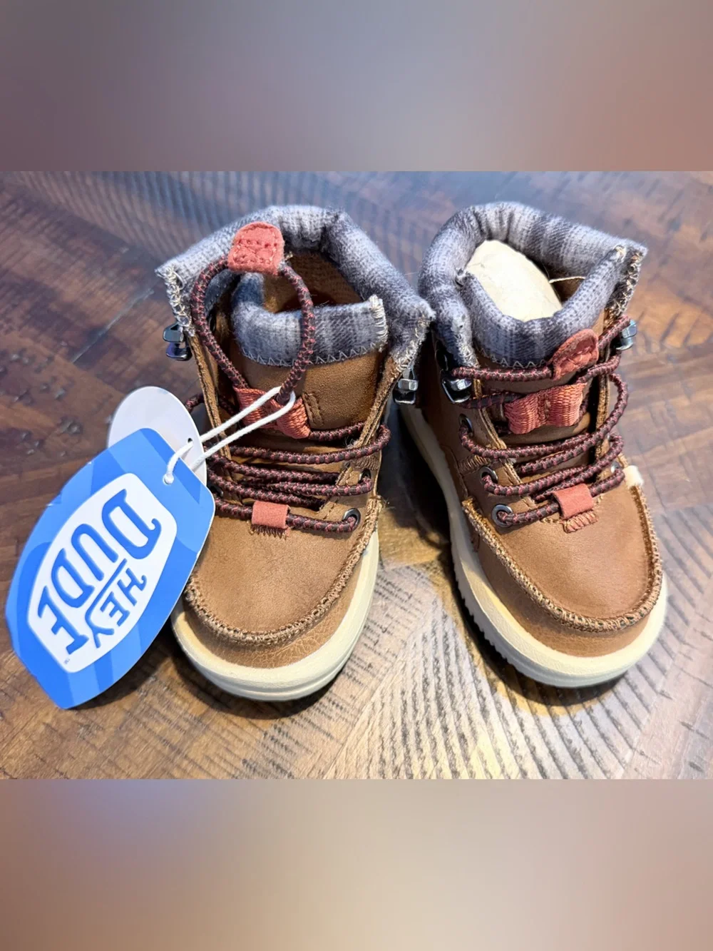 Hey Dude Brown & Gray Kids Lace-Up Boots C4
